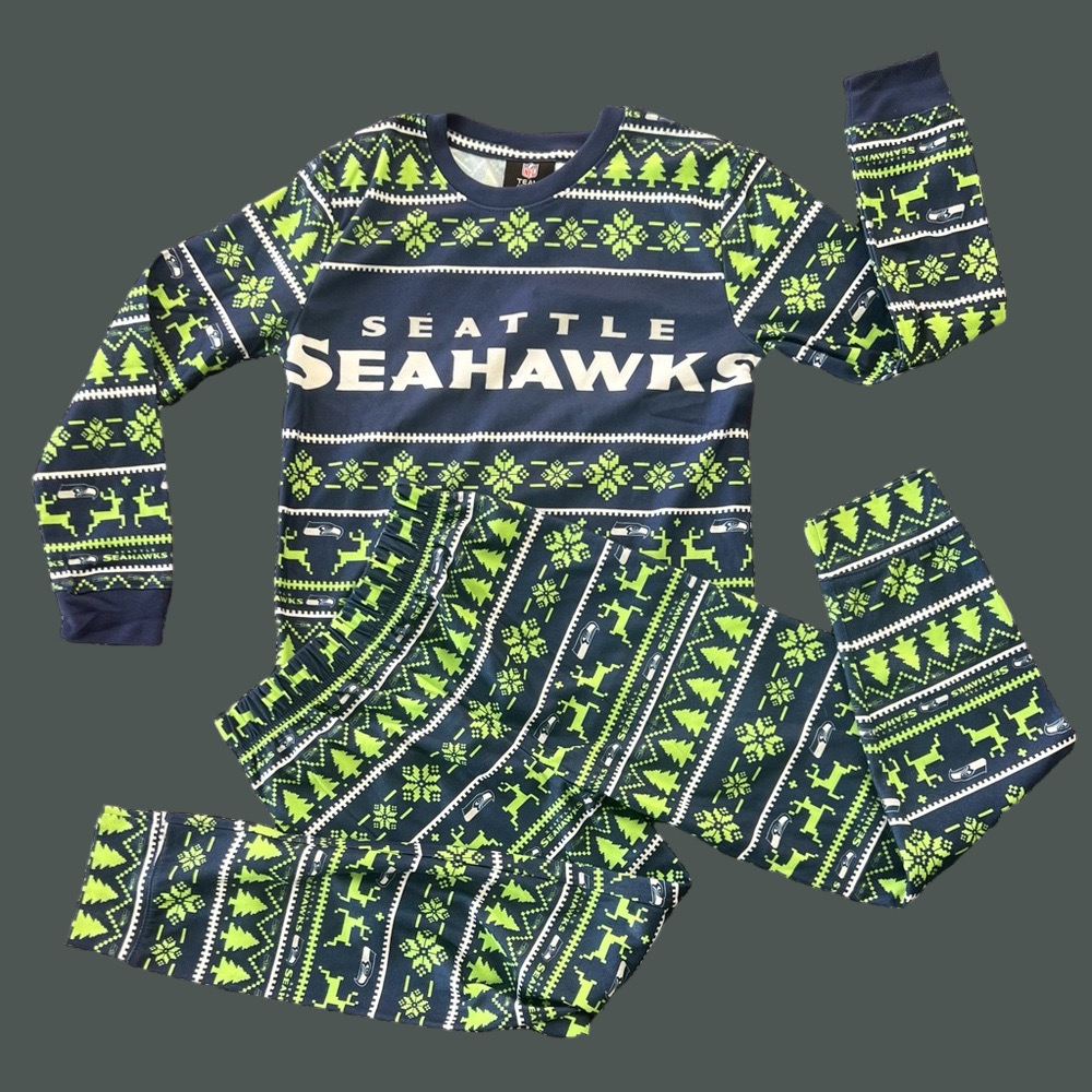 Seattle Seahawks Youth Football Team Pajamas - Picture 1 of 9